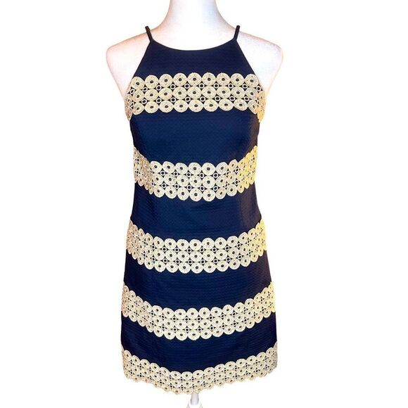 Lilly Pulitzer Annabelle Shift Dress True Navy/Gold - Picture 4 of 6